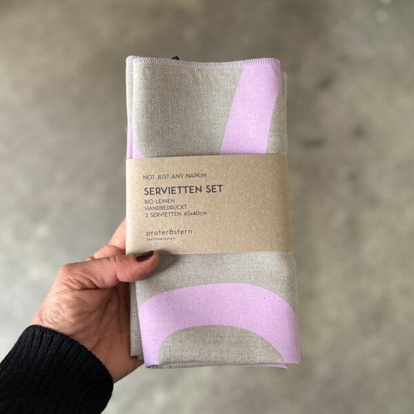 Bio-Leinen Servietten 2er Set "Big Wiggle" - Boysenberry