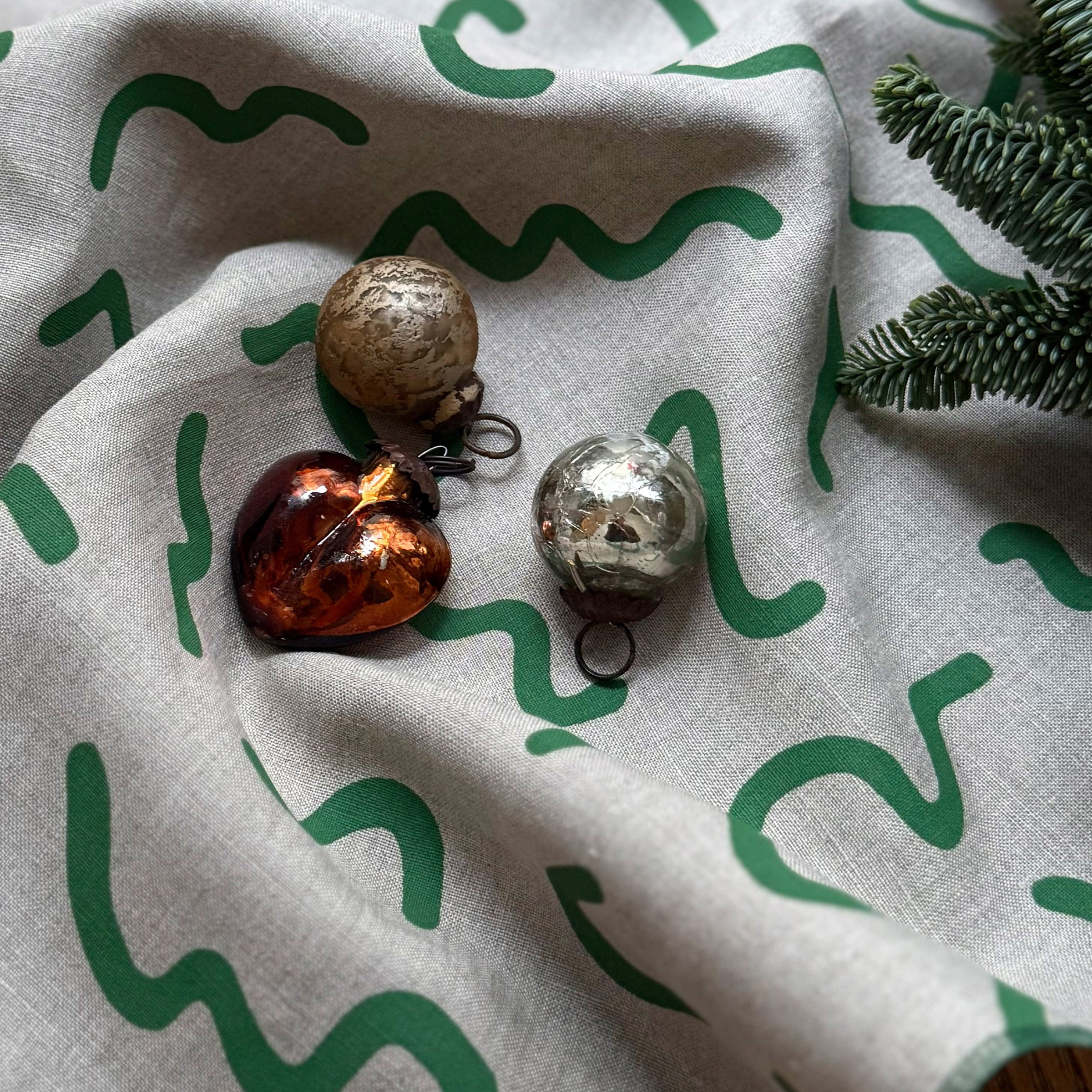 Bio Leinen Servietten 2er Set - Wiggles - Green – Bild 2